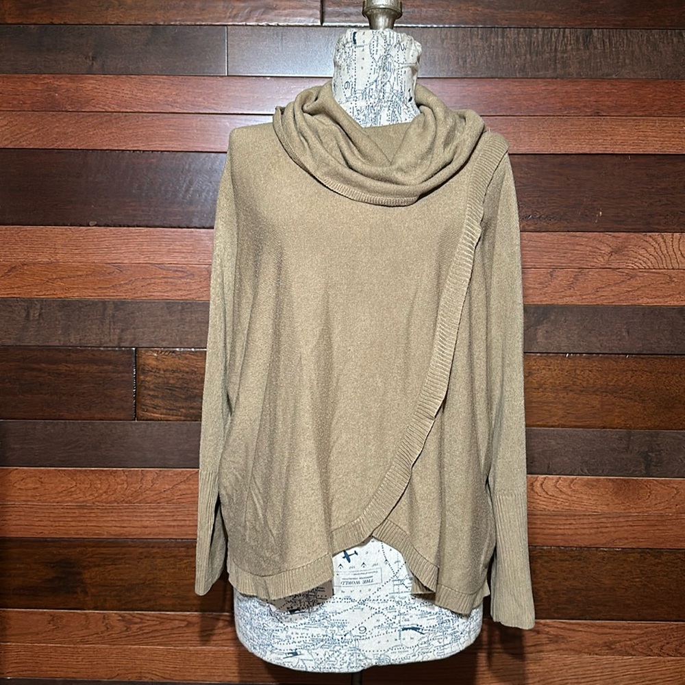 No Brand Tag Cowl Neck Long Sleeve Tan Sweater